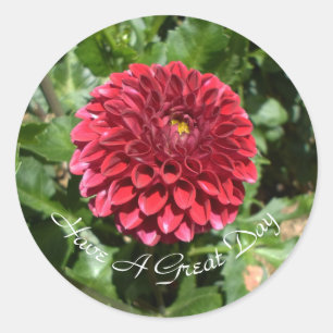 Red Dahlia Runder Aufkleber
