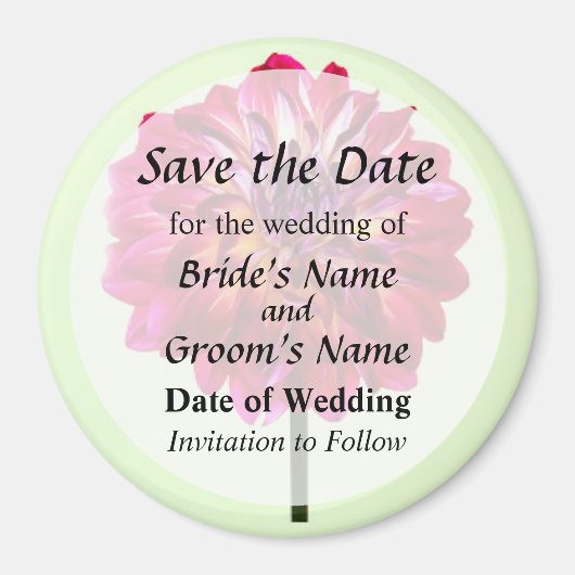 Red Dahlia, Save the Date gelb gestrichen Magnet (Vorne)