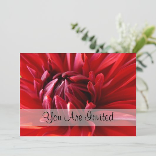 Red Dahlia Sie sind eingeladen Einladung (Stehend Vorderseite)