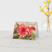 Red Dahlias Birthday Card Karte (Gelbe Blume)