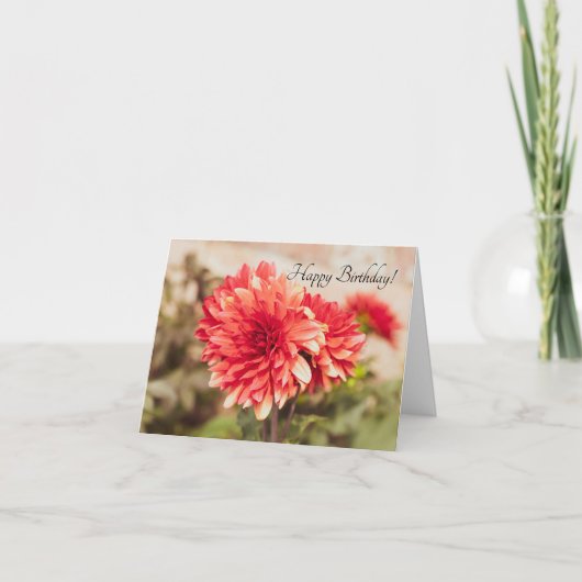 Red Dahlias Birthday Card Karte (Vorderseite)