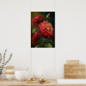 Red Dahlias Blume Art Print Poster (Küche)