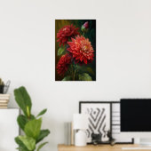 Red Dahlias Blume Art Print Poster (Heimbüro)