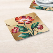 Red Dahlias Gold Untersetzer Set (angewinkelt)