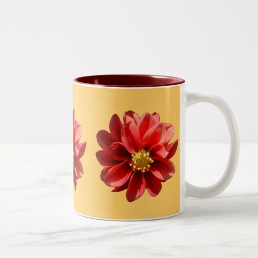 Red Dahlias Zweifarbige Tasse (Rechts)