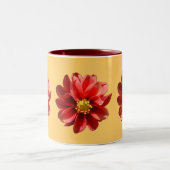 Red Dahlias Zweifarbige Tasse (Mittel)