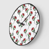 Red Daisies Große Wanduhr (Winkel)