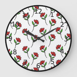 Red Daisies Große Wanduhr
