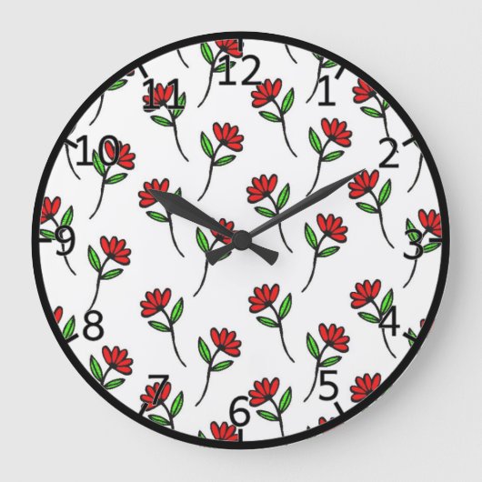 Red Daisies Große Wanduhr (Vorderseite)
