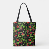 Red Daisies mit Blätter Muster Tasche (Rückseite)