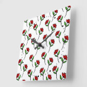 Red Daisies Quadratische Wanduhr (Winkel)