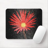 Red Daisy auf schwarzem Hintergrund | Abstrakte Ku Mousepad (Mit Mouse)