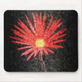 Red Daisy auf schwarzem Hintergrund | Abstrakte Ku Mousepad (Vorne)