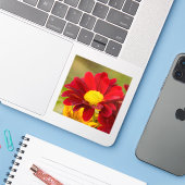 Red Daisy Aufkleber (Laptop mit iPhone)