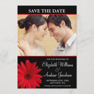 Red Daisy Black Foto Save the Date
