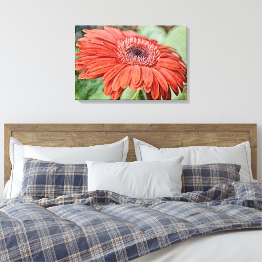 Red Daisy Blume Blumenstrauß Art Canvas Print Leinwanddruck (Insitu (Schlafzimmer))