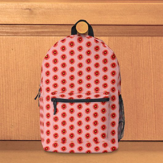 Red Daisy Blume Nahtloses Muster auf Backpack Bedruckter Rucksack