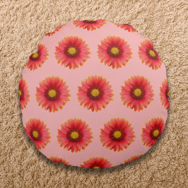 Red Daisy Blume Nahtloses Muster auf Rundkissen Rundes Kissen