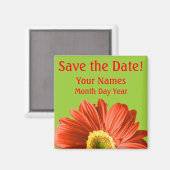 Red Daisy Blume Save the Date Custom Magnet (Vorderseite/Rückseite)