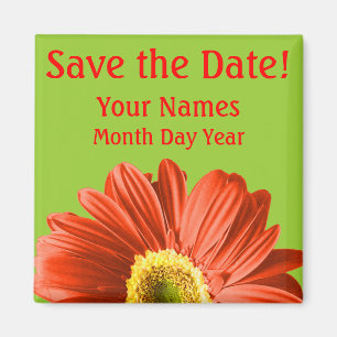 Red Daisy Blume Save the Date Custom Magnet