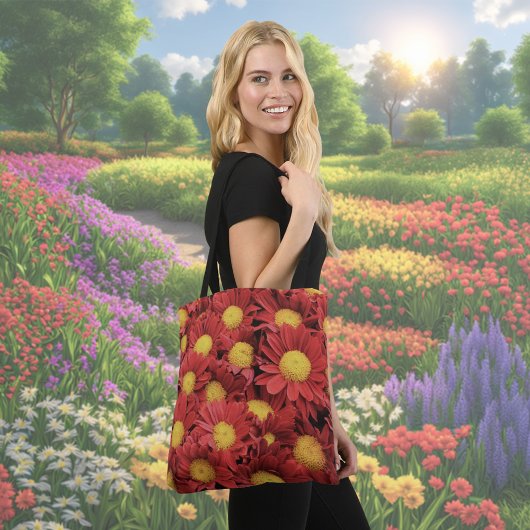 Red Daisy Blume Tote Bag Tasche