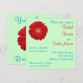 Red Daisy Brautparty Einladung (Vorne/Hinten)