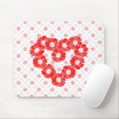 Red Daisy Chain Heart Mousepad (Mit Mouse)
