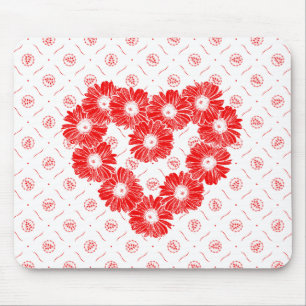 Red Daisy Chain Heart Mousepad
