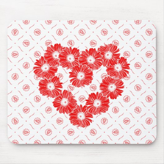 Red Daisy Chain Heart Mousepad (Vorne)