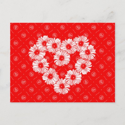 Red Daisy Chain Heart Postkarte (Vorderseite)