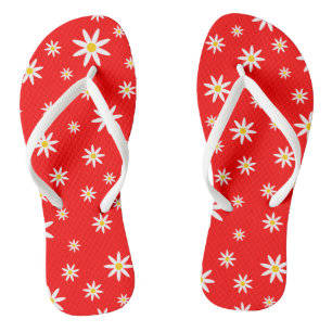 Red Daisy Flip Flops Badesandalen
