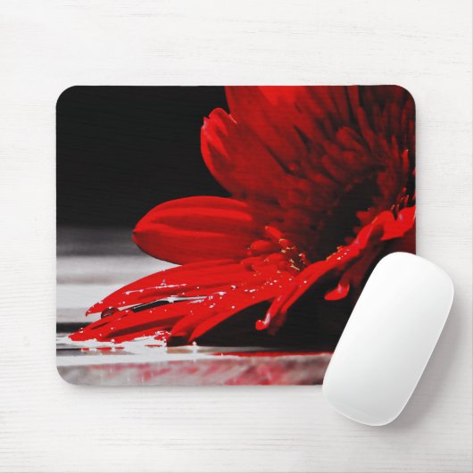 Red Daisy Gerbera Blume Mousepad (Mit Mouse)