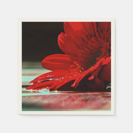 Red Daisy Gerbera Blume Serviette (Vorderseite)