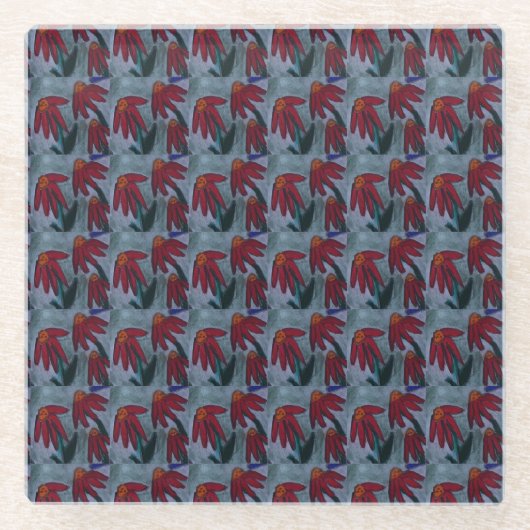 Red Daisy Glass Untersetzer (Vorderseite)