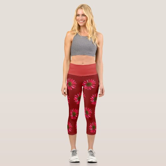 Red Daisy High Waisted Capris (Vorderseite)