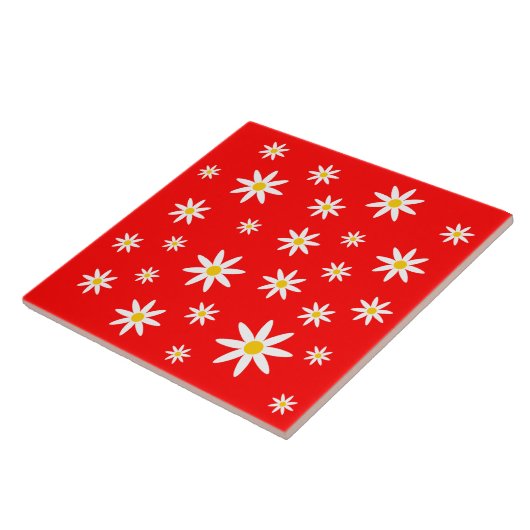 Red Daisy Keramik Tile Fliese (Seite)