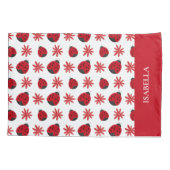 Red Daisy Ladybug Pattern Personalisiert Kissenbezug (Rückseite)