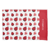Red Daisy Ladybug Pattern Personalisiert Kissenbezug (Vorderseite)