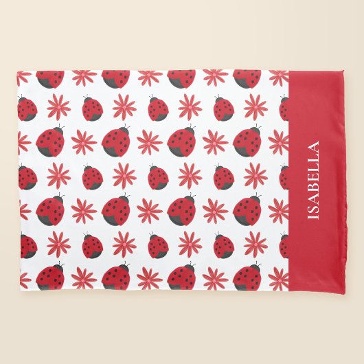 Red Daisy Ladybug Pattern Personalisiert Kissenbezug