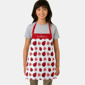 Red Daisy Ladybug Pattern Personalisiert Schürze (Insitu)