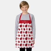 Red Daisy Ladybug Pattern Personalisiert Schürze (Getragen)