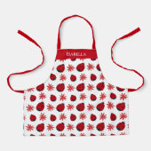 Red Daisy Ladybug Pattern Personalisiert Schürze (Vorderseite)
