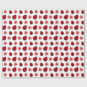 Red Daisy Ladybug Pattern Wrapping Geschenkpapier (Flach)