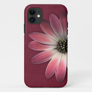 Red Daisy on Wine Leather Print iPhone 11 Hülle