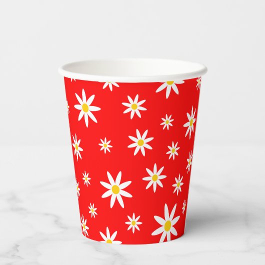 Red Daisy Paper Cups Pappbecher (Rückseite)