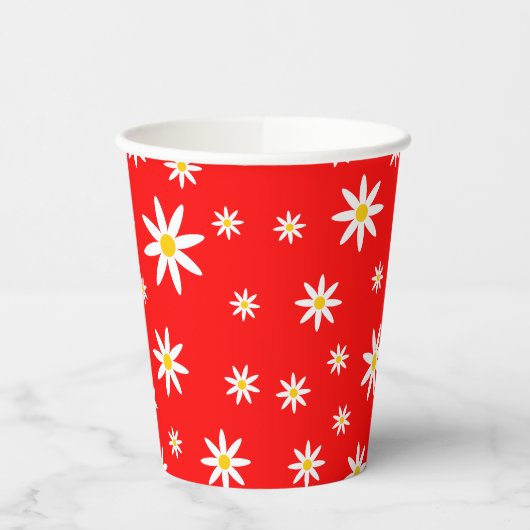 Red Daisy Paper Cups Pappbecher (Links)