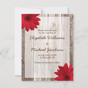 Red Daisy Rustic Barn Ankündigung Datum freihalten