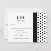 Red Daisy Schwarz-weiß Polka Dot Wedding RSVP Karte (Rückseite)