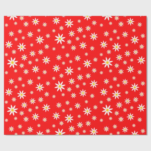 Red Daisy Wrapping Paper Geschenkpapier (Flach)