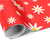Red Daisy Wrapping Paper Geschenkpapier (Rolleneckpunkt)
